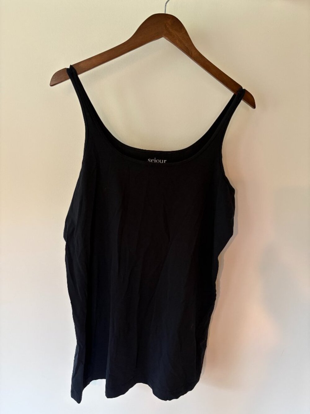 Sejour (Nordstrom Brand) Black Cotton Spaghetti Strap Tank, Women's Plus Size 2X